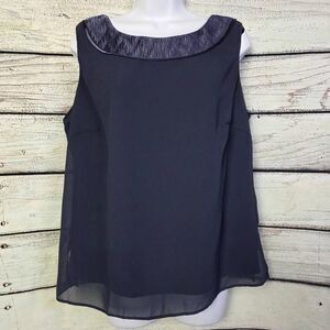 Le Bos Navy Sleeveless Blouse Size 16